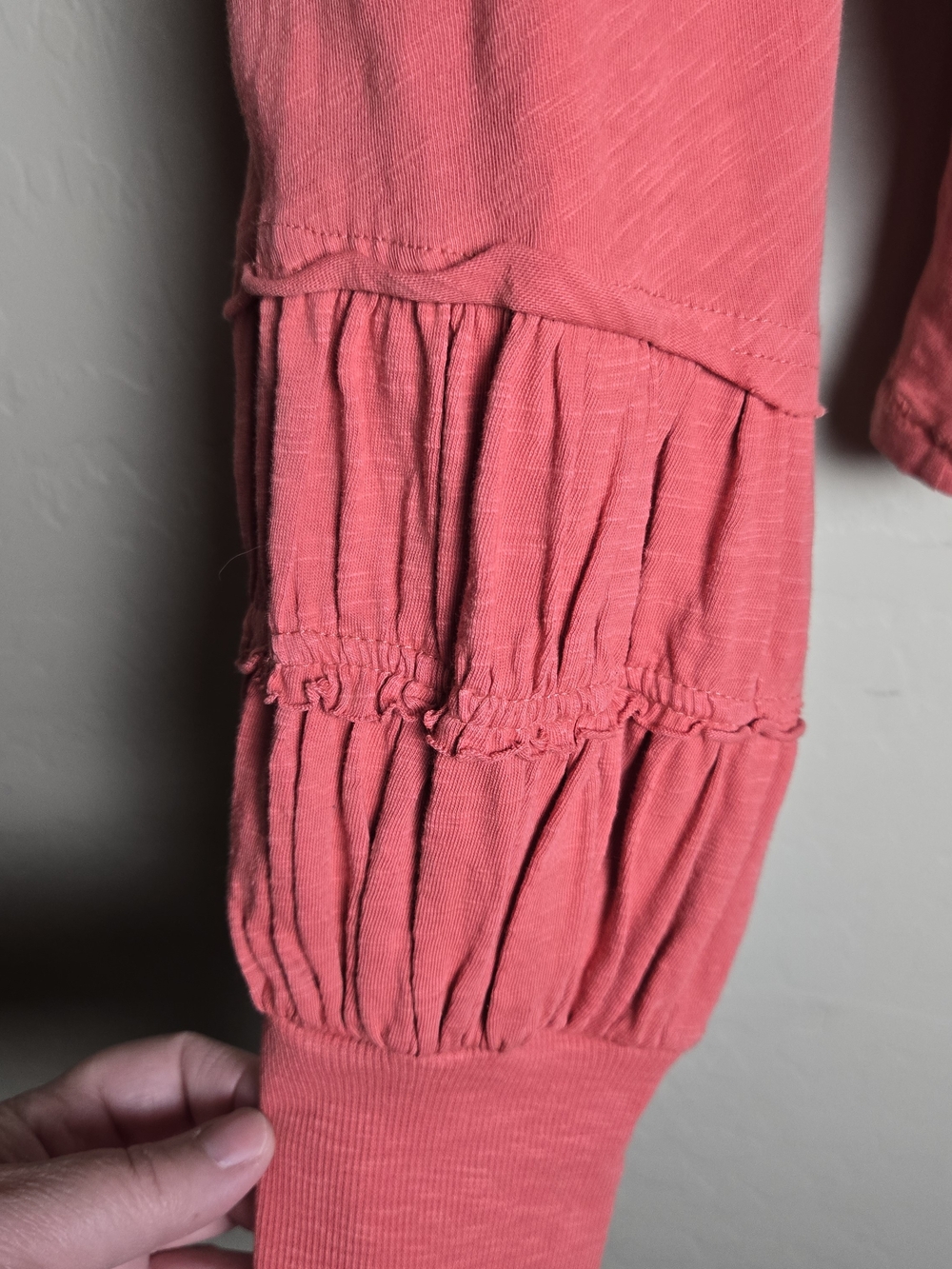 Anthropologie Pilcro Crew-Neck Smocked Ruched Top Rose Pink Rust XL - Picture 6 of 11